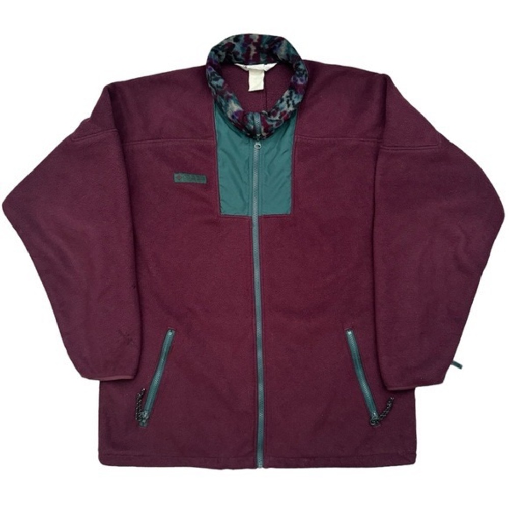 COLUMBIA Purple and Green Full Zip Long Sleeves Fleece Pullover in XL - Picture 2 of 14